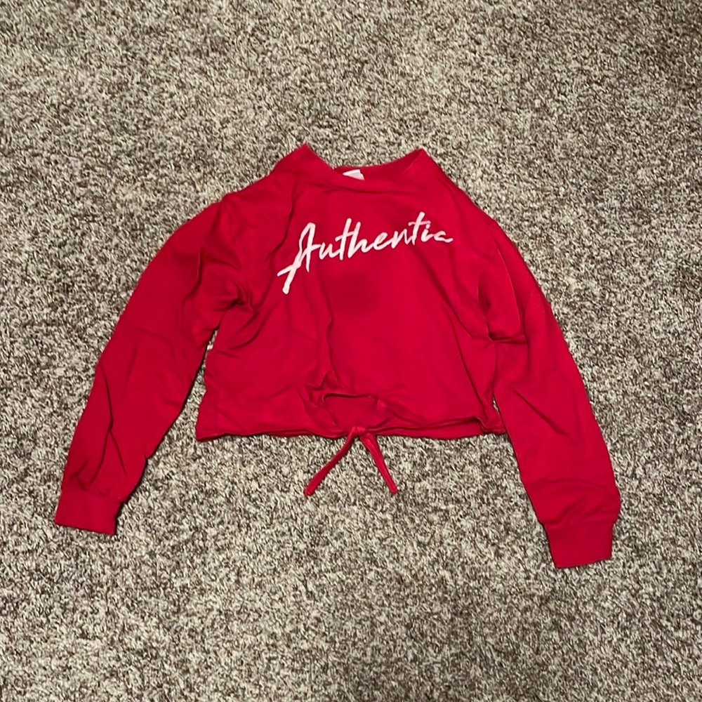 Red “authentic” long sleeve tee